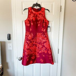 NWT W By Worth Candy Apple Red Floral Dress
